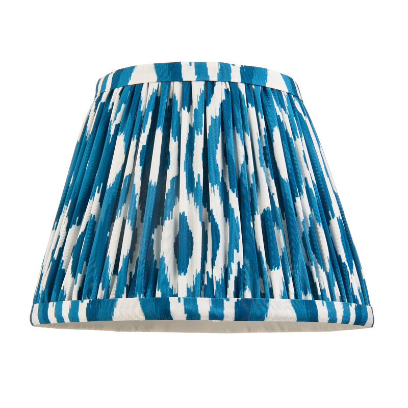 Ikat Lamp Shade, 14.5cm H x 11.8cm W x 20cm D, Blue