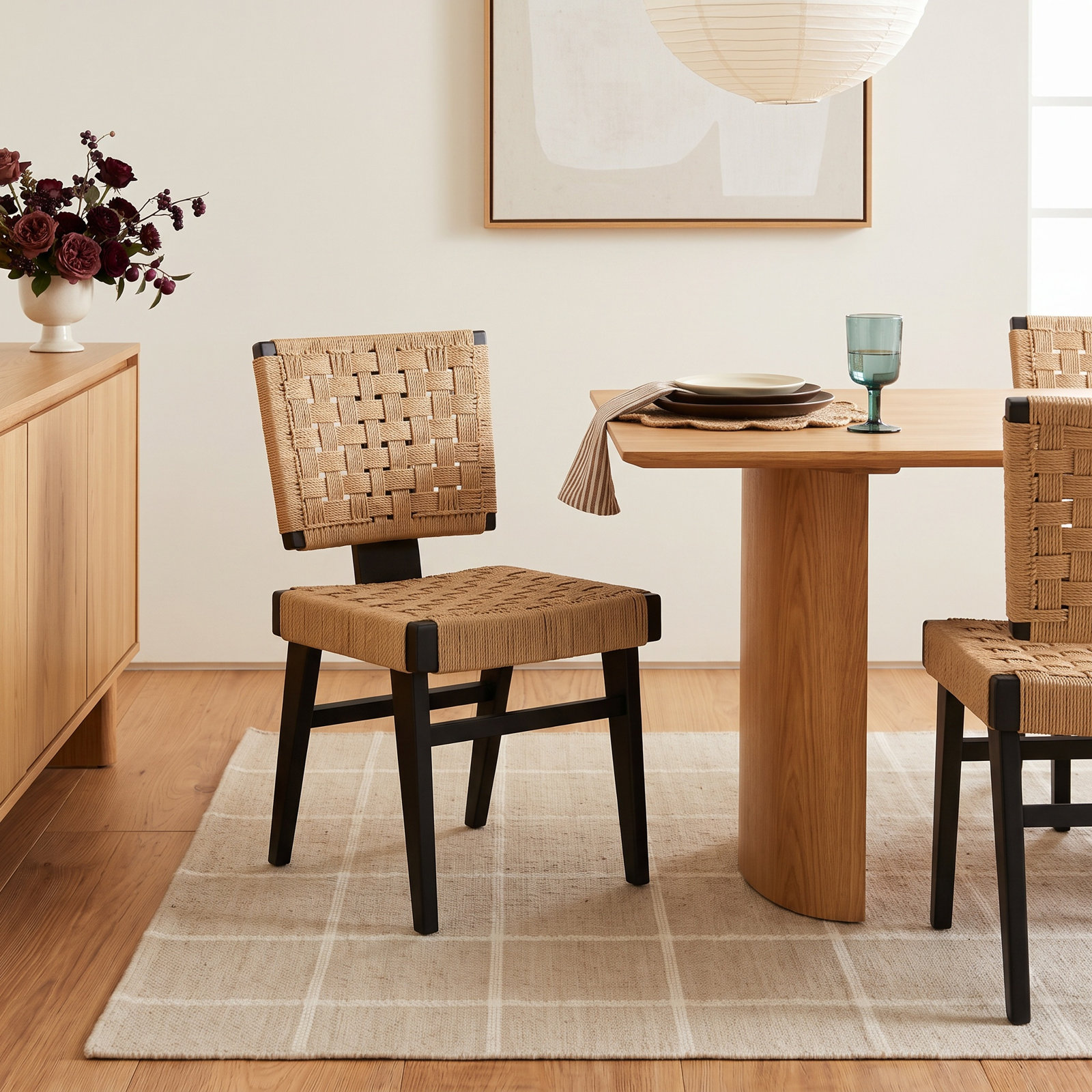 Alfie Dining Armchair, Black/Natural
