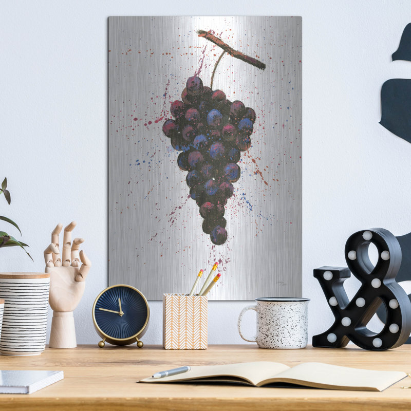 «Wine Splash Grapes Mauve» par Wellington Studio, art mural en métal, 24 po x 36 po, H 16 po x l 12 po
