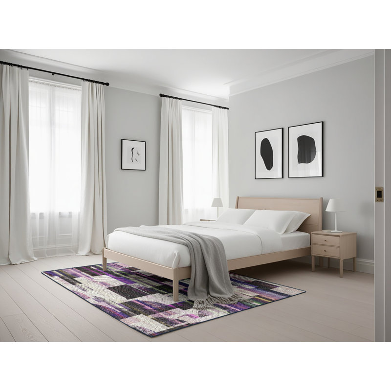 Gris Tapis décoratif, Rectangle 5 pi x 7 pi