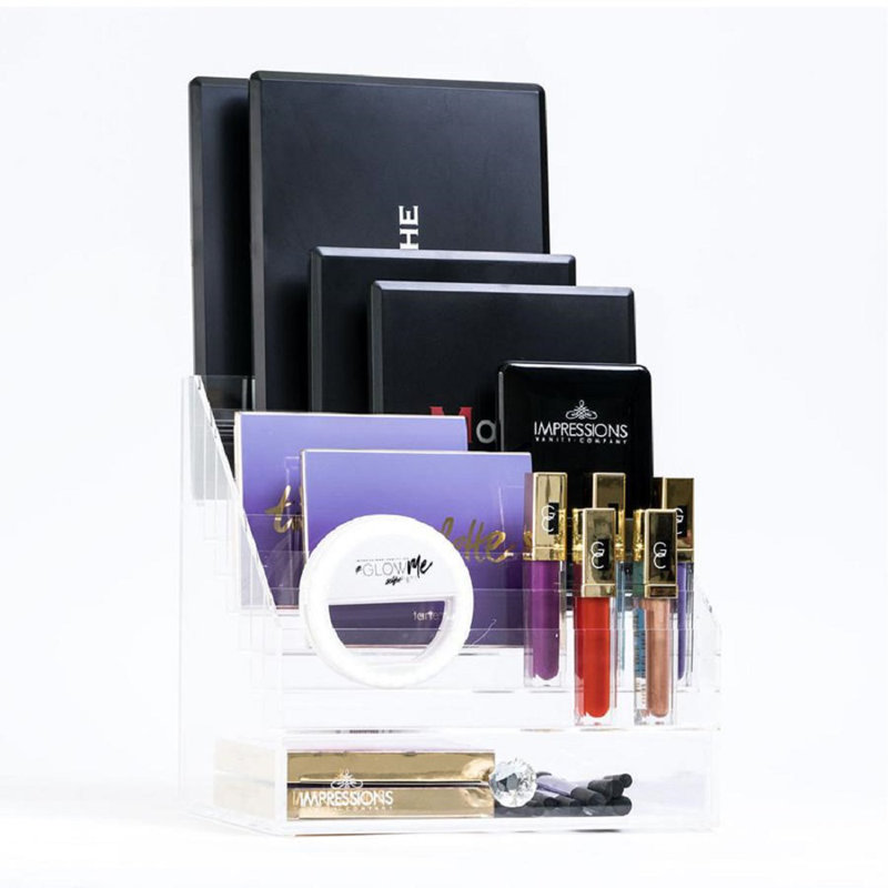 Diamond Collection Acrylic Makeup Palette Organizer with 8 Tier Holder Cosmetic Organizer with Knob