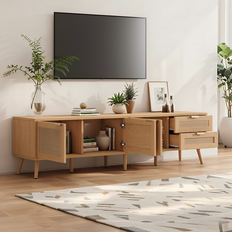 Meuble télé moderne, 2 tiroirs et rangement pour téléviseurs de 80 po Modern