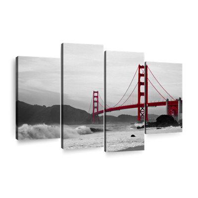 " Golden Gate Bridge Beach " 4 Piece Art Set