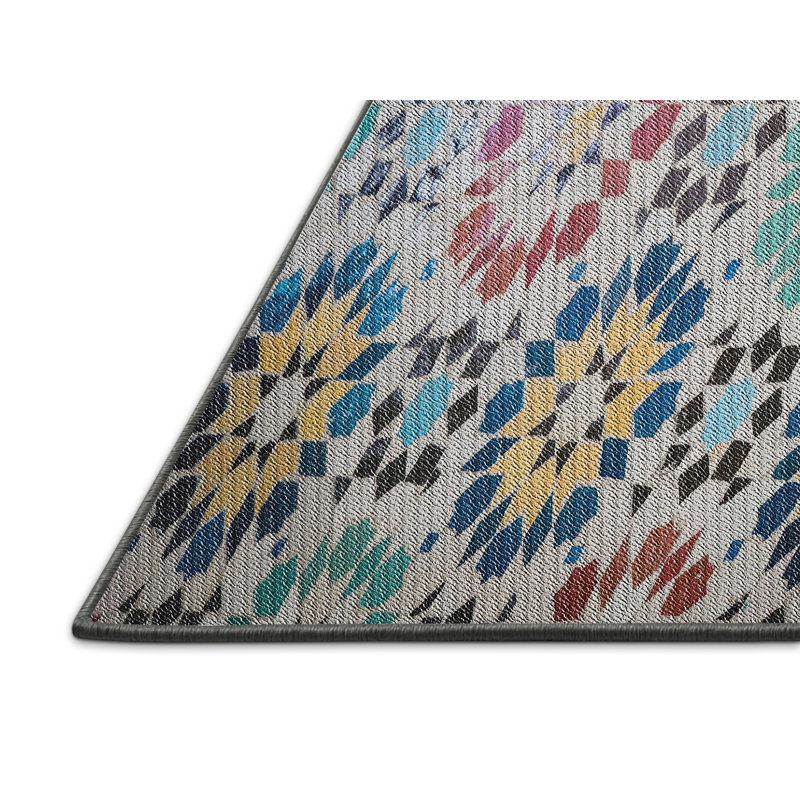 Tapis vert/brun/rouge tissé à la machine, Rectangle 3 pi x 5 pi
