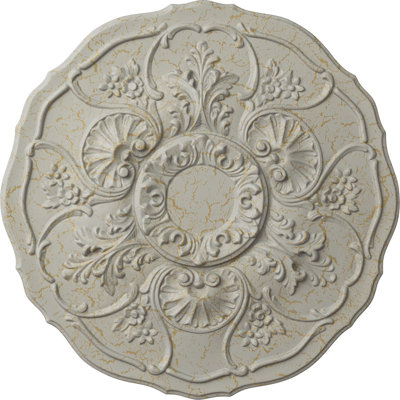 Endurathane Cornelia Ceiling Medallion, 22 1/2"OD x 1 1/2"P (Fits Canopies up to 4"), Hand-Painted Pot of Cream Crackle Finish