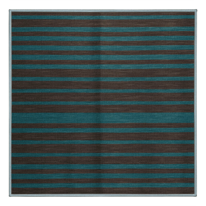 Tapis bleu à rayures horizontales lavable à la machine, Carré 5 pi