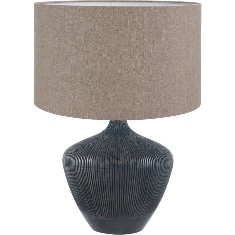Table Lamp, 21.26" H x 13.78" W x 13.78" D, Black, Beige