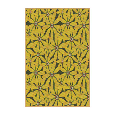 Tapis jaune à motif floral Usamah