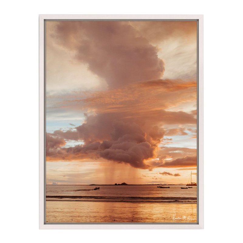 Rose Gold Rain Framed Photographic Print Canvas, 27.5" H x 21.5" W x 1.25" D, White Framed Canvas