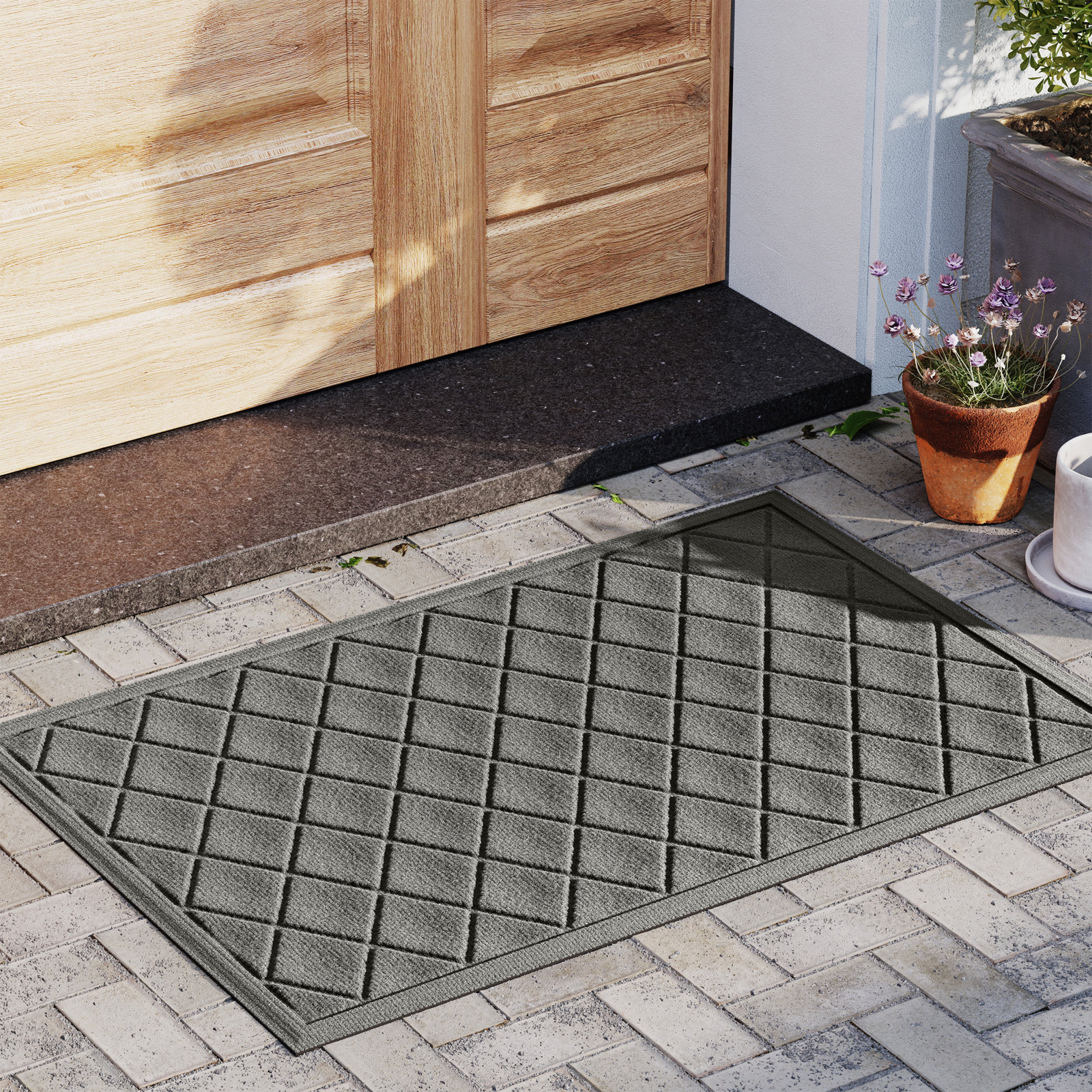 WaterHog Non-Slip Indoor/Outdoor Doormat, Medium Grey, Rectangle 24" x 36"