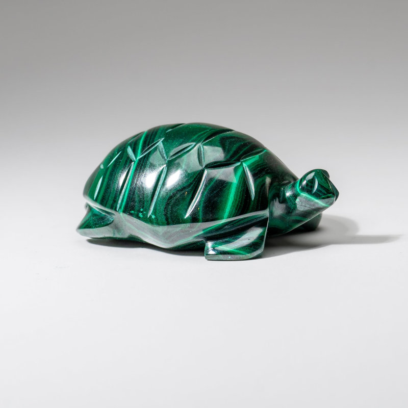 Genuine Polished Malachite Turtle Carving (335 grams)