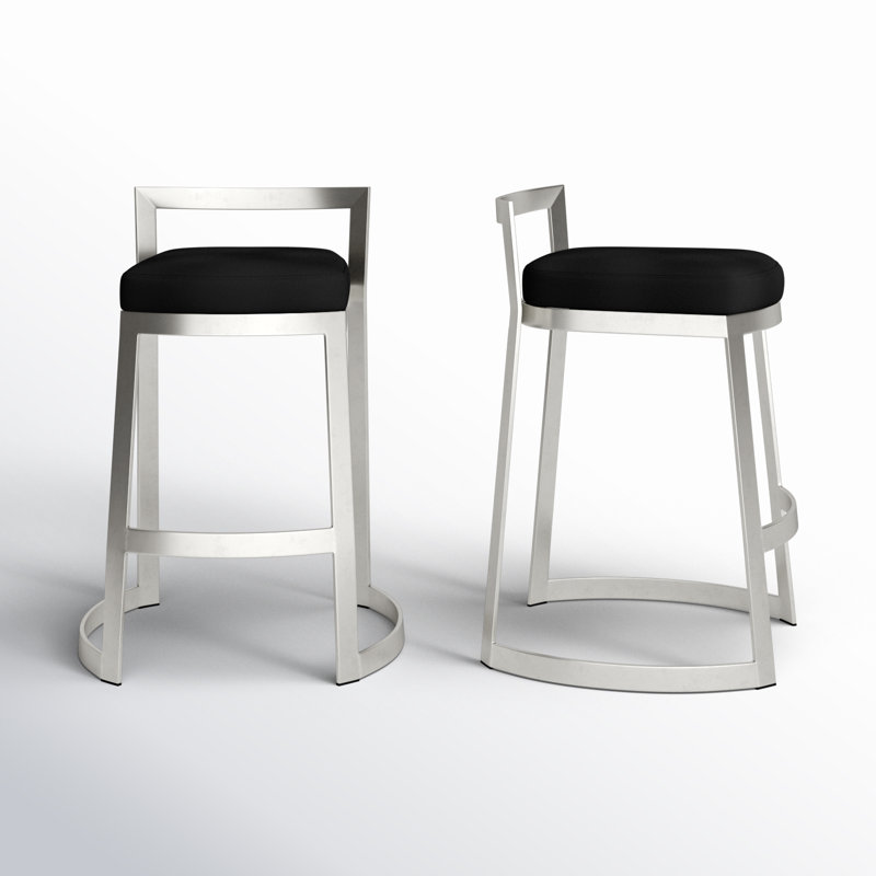 Tabouret de bar 28 po Derik, Velours noir, Acier inoxydable