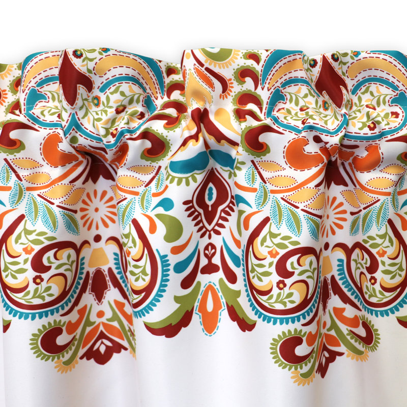Damask Tailored Window Pelmet, Turquoise/Tangerine