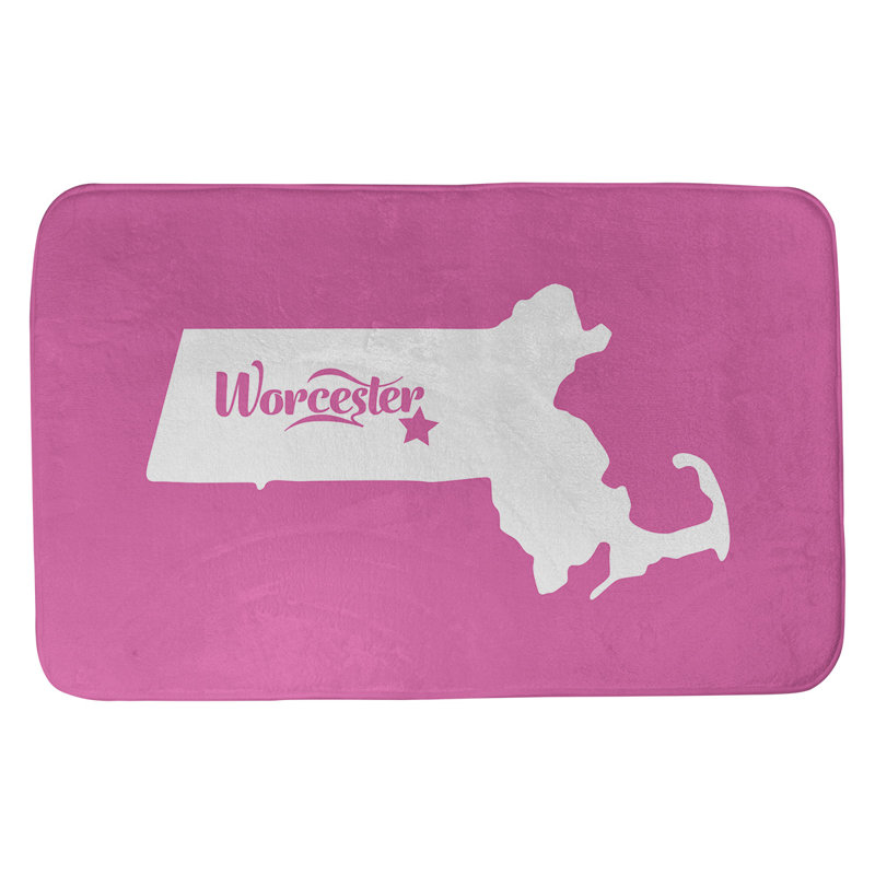 Tapis rectangulaire antidérapant pour salle de bain, L 17 po x L 21 po, Rose, Worcester, Massachusetts