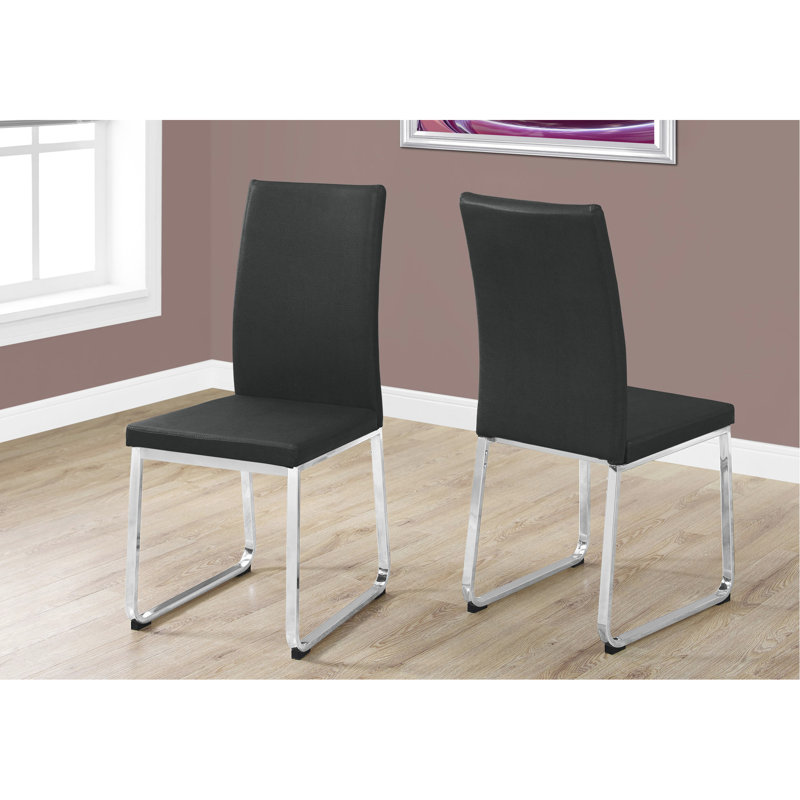 De 2 sièges de salle à manger modernes, housse en similicuir noir, base en métal, 2 chaises Home Choice, revêtement en similicuir, structure solide, chaise de cuisine compacte