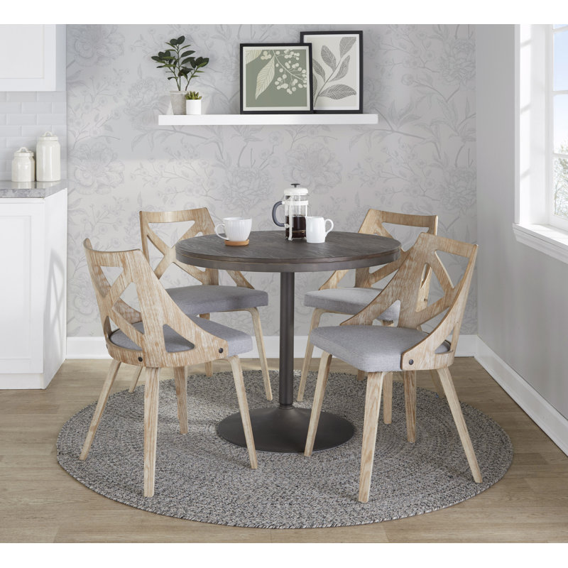 4 - Person Pedestal Dining Set, Antique, Black, Black/Brown