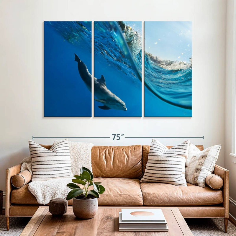 Dolphin Under The Wave, 42" H x 65" W