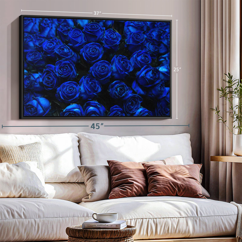Floral et botanique «Royal Blue Roses Wall Art», H 25 po x l 37 po