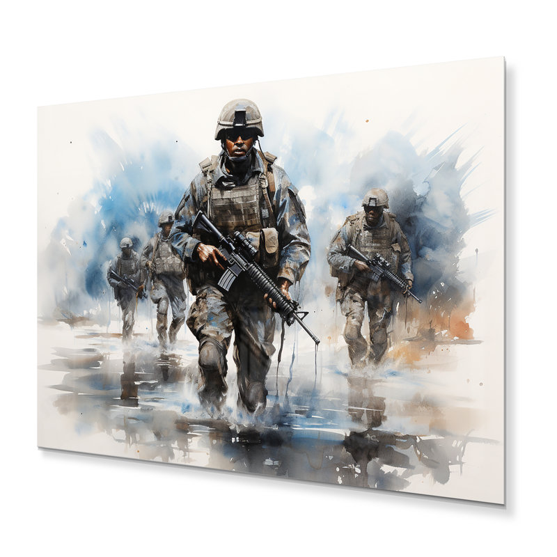 Militaire préparation méticuleuse I - Armée, art mural en métal, H 12 po x l 20 po x P 1 po