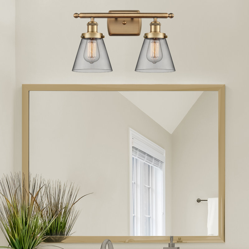 Éclairage pour meuble-lavabo de salle de bain 2 "16" Ballone Urban Cone, Incandescent, Clair, Laiton brossé