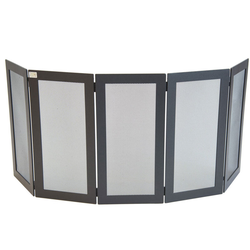 Lucien 5 Panel Iron Fireplace Screen, 50cm H x 125cm x 1cm D