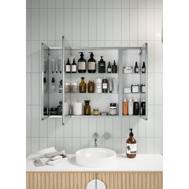 Recessed Frameless 3 Doors Medicine Cabinet with Adjustable Shelves