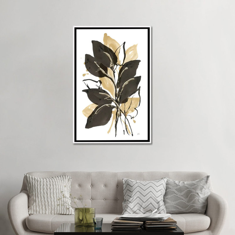 Natural Leaves II, White Floater Framed Canvas, 48" H x 32" W x 1.5" D