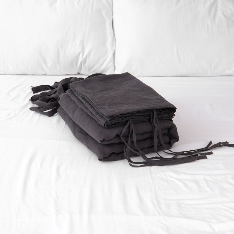 Ensemble de housse de couette 3 pièces Ginesta, Gris foncé, Housse de couette simple + 1 taie décorative stan