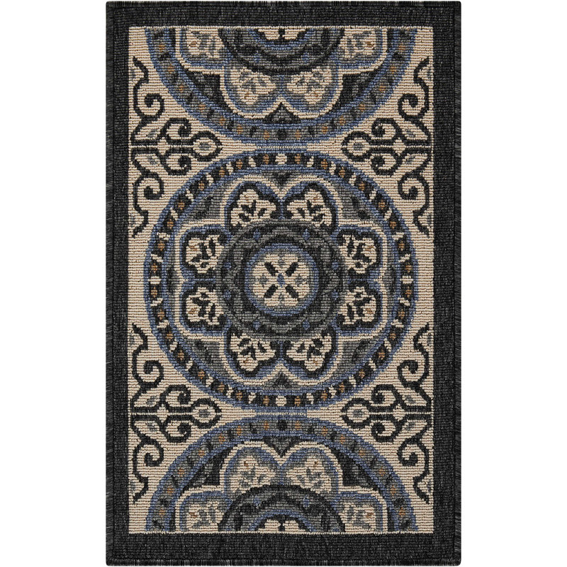 Damask Indoor / Outdoor Rug, Rectangle 1'9" x 2'9"