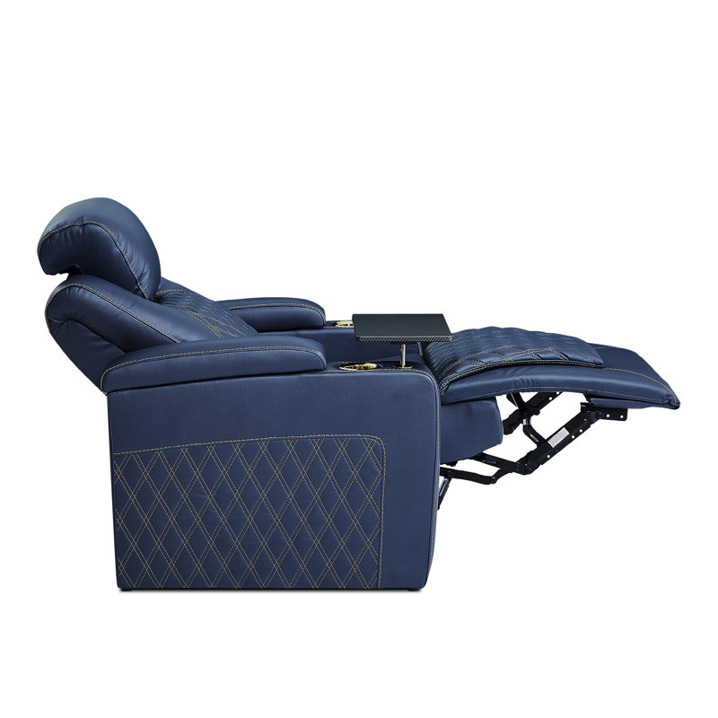 Fauteuil inclinable en cuir Aquavious, Cuir véritable bleu