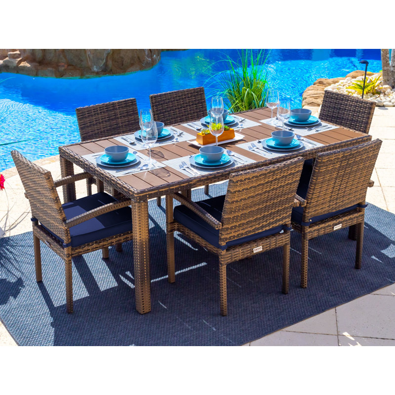 Tuscany Collection In Brown Wicker 14 - Person Patio Conversation Set with Cushions, Sunbrella Taupe