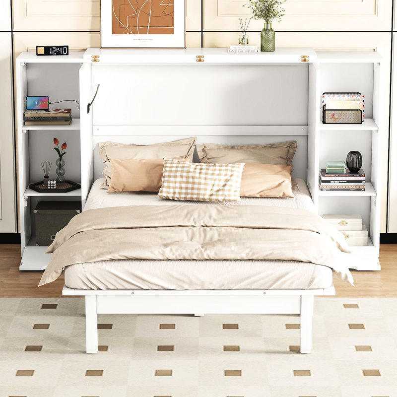 Lit peu encombrant avec configurations de tablettes, tiroirs et options modernes pour grand lit,
