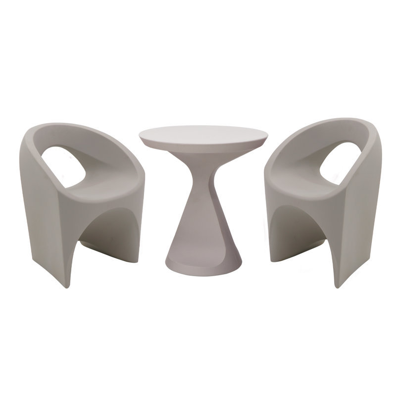 Tramontina Jet 3 Pcs. Polyethylene Lounge Set, Grey, Grey