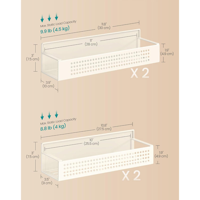 4 Pack Magnetic Spice Rack Organizer, Cream White