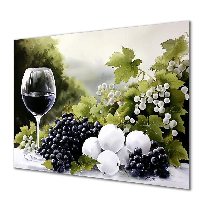 Vineyard Harvest Wine And Grape II - Paysages, décoration murale en métal, H 12 po x l 20 po