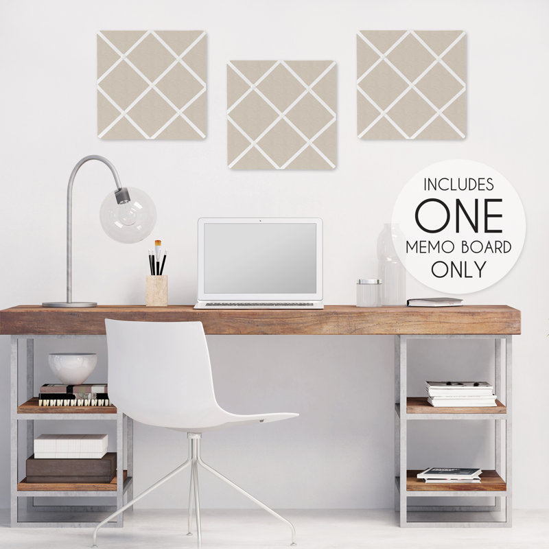 Taupe and Ivory Fabric Memo Board with Button Detail