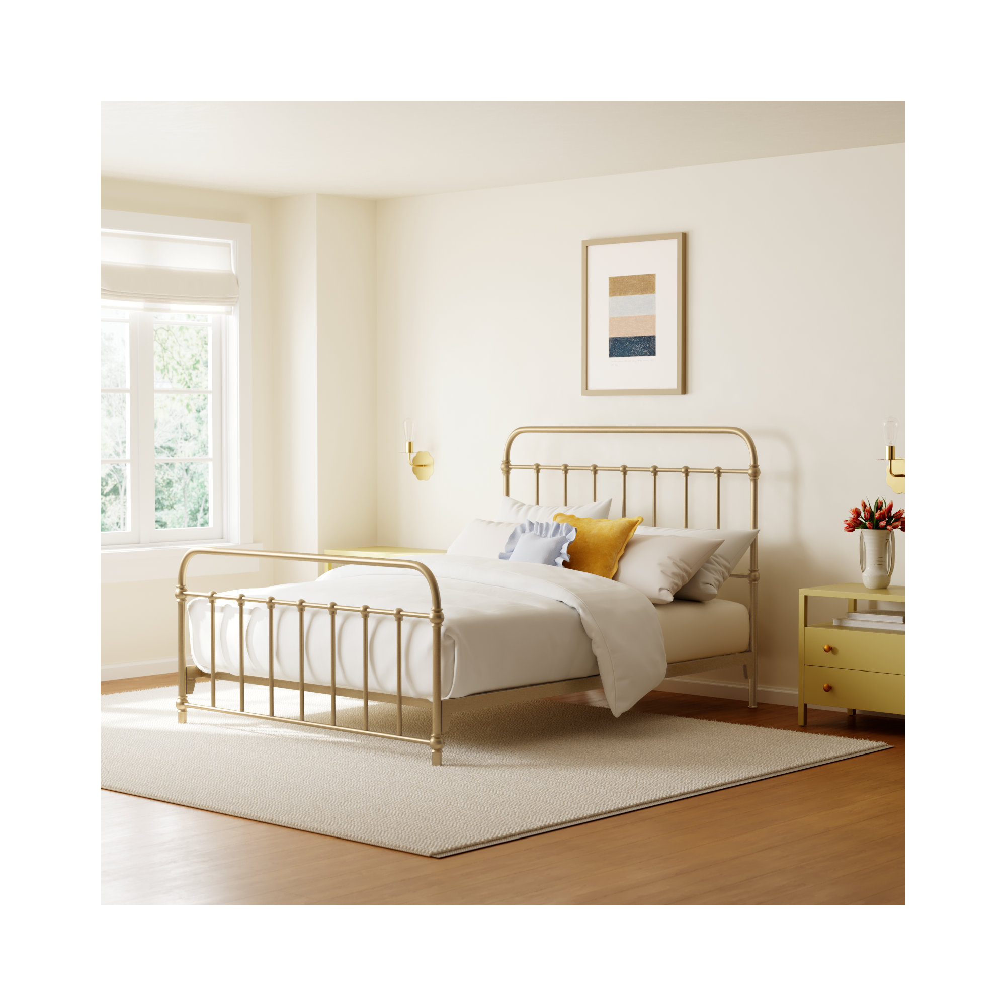 Niles Metal Bed, Antique Bronze, Queen