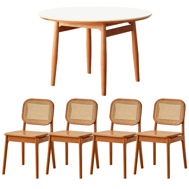 Table ronde en bois de cerisier, Blanc, H 29,52 po x L 47,24 po x l 47,24 po