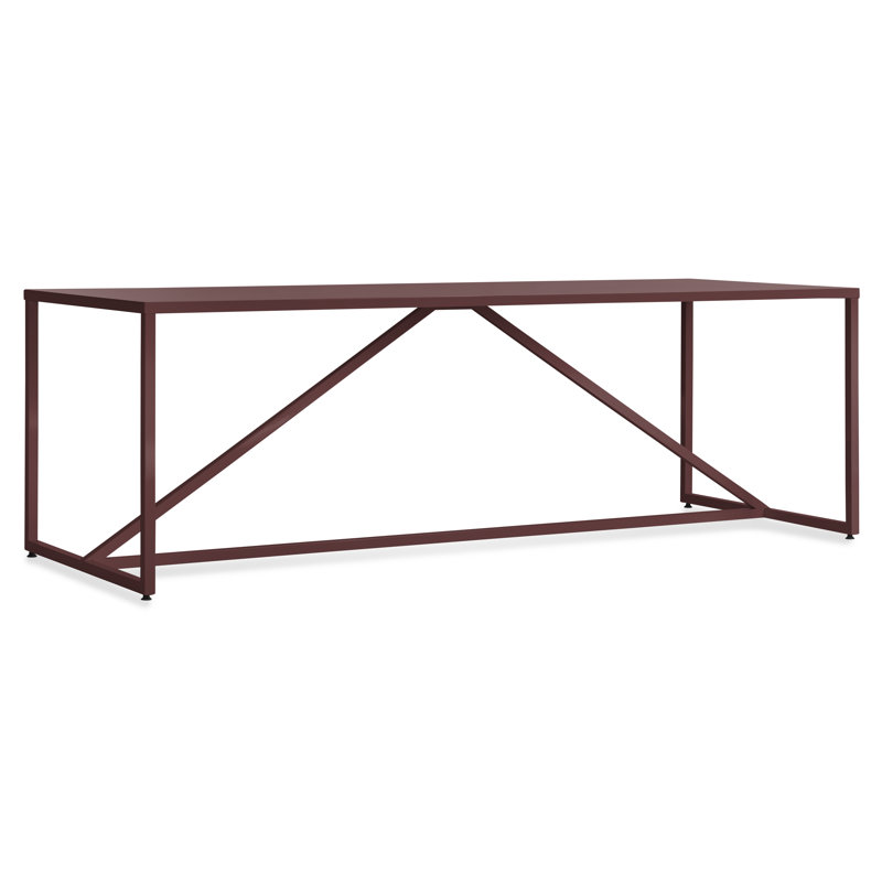 Strut Walnut Wood Dining Table, Oxblood, 35" W x 75" L, Standard (29" Height)