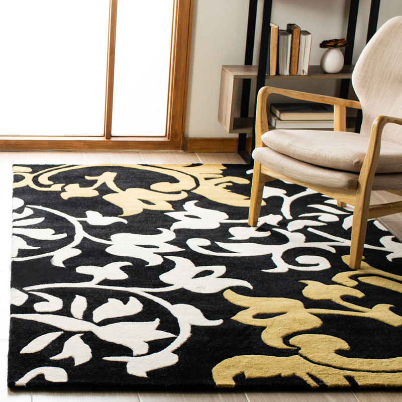 Avayah Soho Hand Tufted Wool And Viscose Floral Rug, Rectangle 3'6" x 5'6"