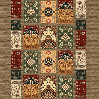 Tapis d'entrée de qualité supérieure (3,3 x 9,8 pi), 100% polyester, hauteur des poils de 8 mm | Antibactérien, antidérapant à pois en PVC, 650 gr / m² | Lavable à la machine, impression numérique 3D | Idéal pour le salon et les entrées, concep