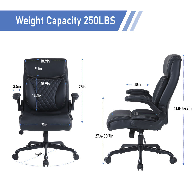 Kustaa Faux Leather Ergonomic Design Office Task Chair Desk Executive Chair with Flip-up Armrest, Black