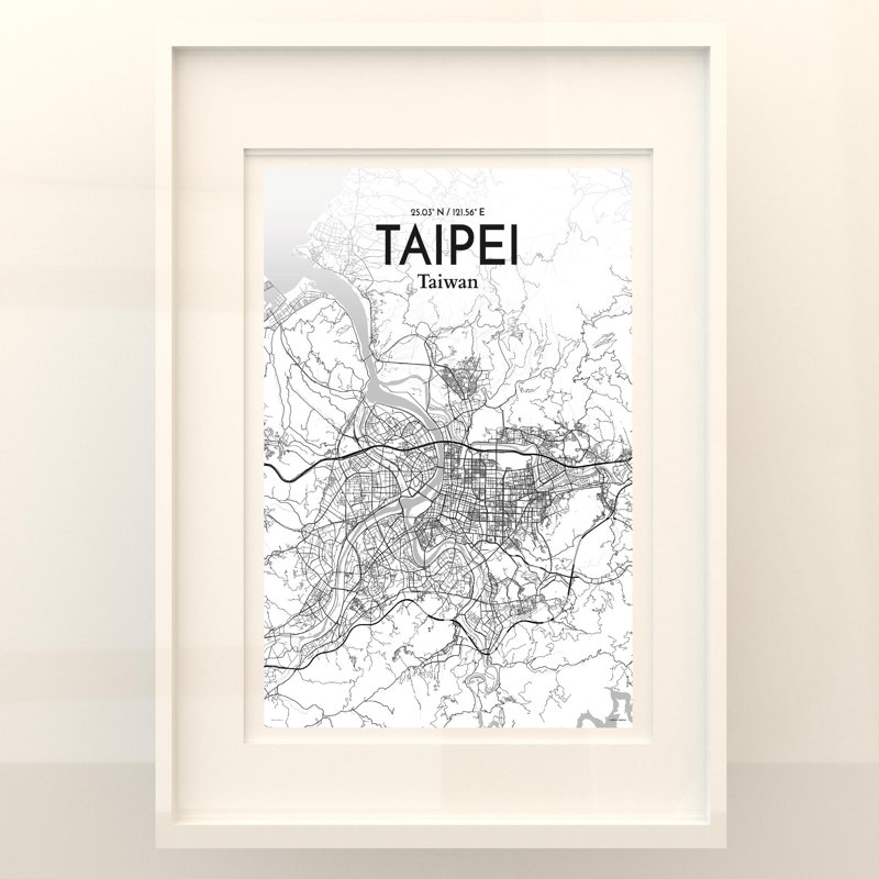 Taipei City Map In Tones - No Frame Print, 27.6cm H x 19.7cm W x 0.05cm D