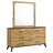 Wemy Wide Dresser With Matching Mirror, 6 Drawers, Brown Wood