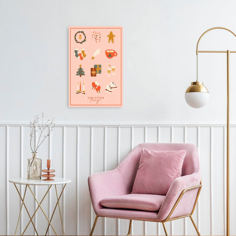 «Christmas Bingo», arbre de Noël contemporain abstrait, paysage d'hiver, reproduction d'art mural, 24" H x 16" W