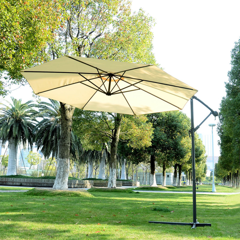 Amazonia 3(m) Garden Banana Parasol Hanging Cantilever Umbrella, Cream