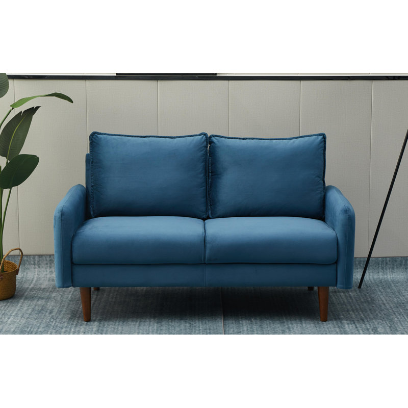 Morrone 57.8'' Velvet Loveseat, Prussian Blue Velvet