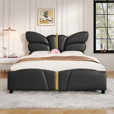 Full Size Upholstered PU Leather Bed Frame, No Box Spring Needed
