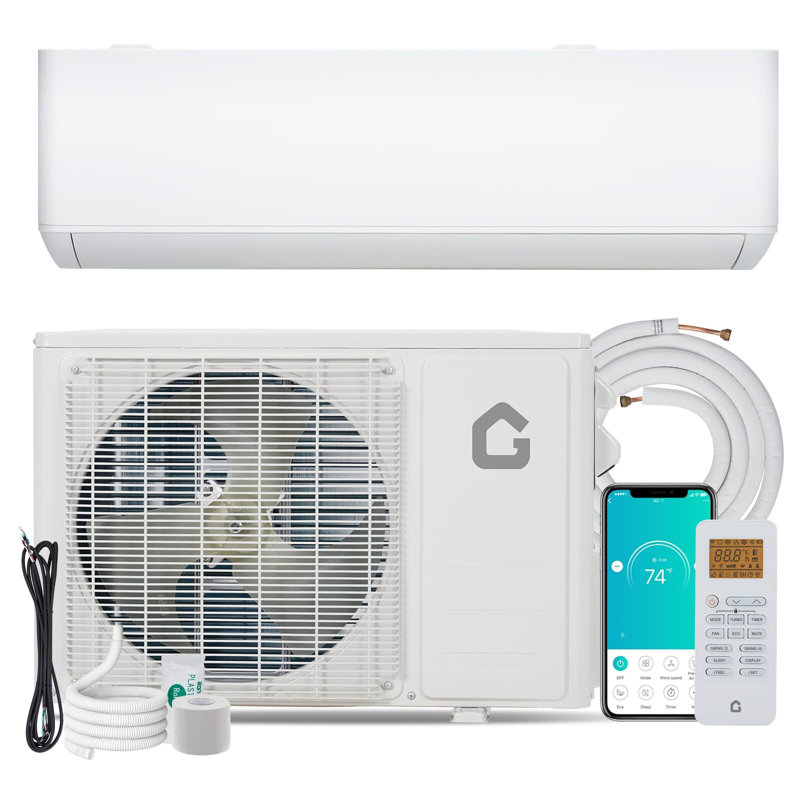 9 000 BTU mini AC divisé, 24 SEER2, 230 V, refroidit jusqu'à 450 pieds carrés