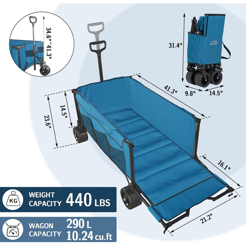 Chariot pour chariot pliable 400L, Bleu
